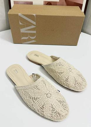 Мюлі плетені zara беж