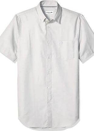 Мужская рубашка lacoste с коротким рукавом (размер 44 / xl) 100% хлопок