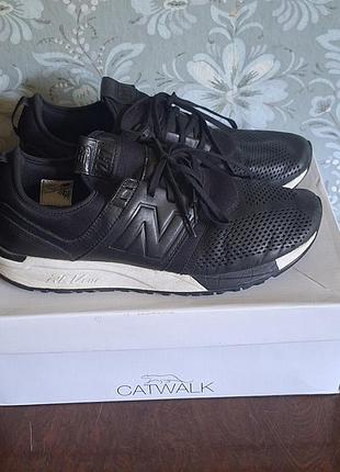 Кожаные оригинальные кроссовки new balance 247 leather "black" (44 eu / стелька 28 см)