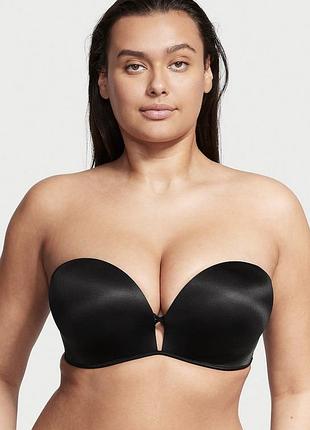 Чорний балконет бюстгальтер victoria's secret оригінал bombshell add-2-cups push up strapless bra 34aa/75aа