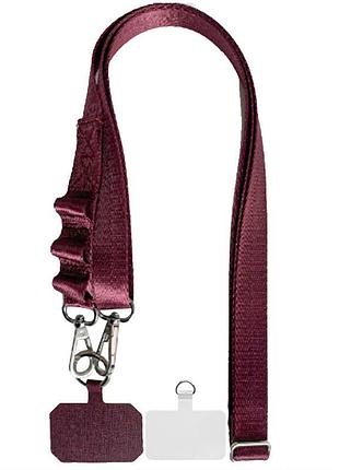 Шнурок широкий с двумя креплениями (2см) 140см maroon