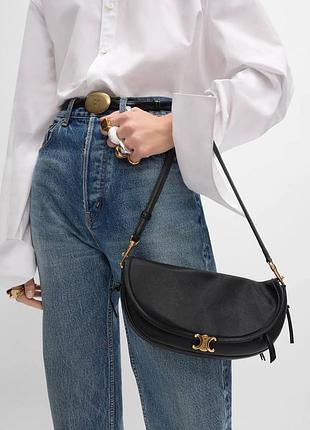 Сумка celine чорна через плече крос боді