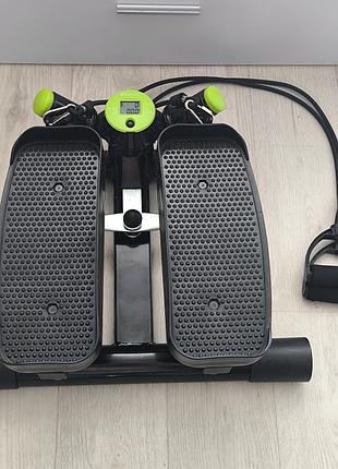 Поворотний степпер hop-sport hs-035s з дисплеєм та фітнес еспандерами
