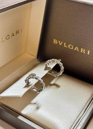 Сережки bvlgari  колір біле золото  каміння фіаніти