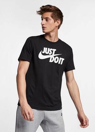 Футболка бавовняна довга чоловіча nike m nsw tee just do it swoosh ar5006-011 xl чорна з принтом
