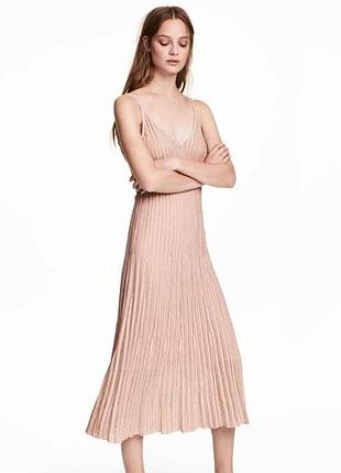 Сукня жіноча пудра плісе трикотаж h&m m/l