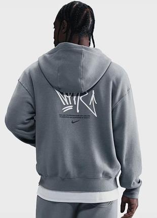Оригинальн! nike street fleece graphic zip up hoodie in smoke grey(зеп-худи найк, зепка, кофта, худи, фул зп, м/iq2770-084)