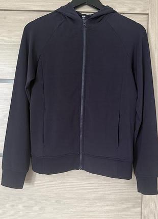 Uniqlo airism спортивна кофта з капюшоном на блискавці темно-синя, розмір m