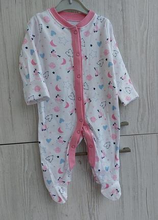 Брендовий бавовняний чоловічок matalan для дівчинки 0-3м