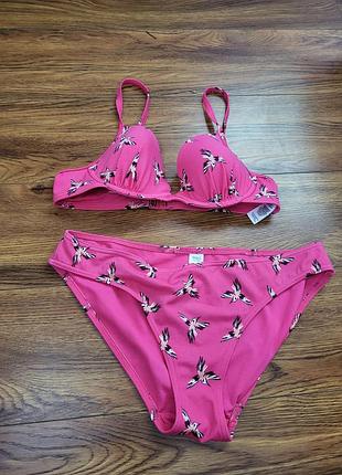 Яскравий купальник m&s із принтом пташок 🌸