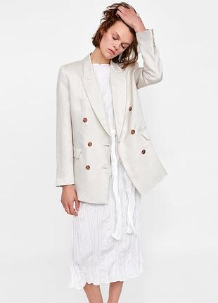 Лляний піджак блейзер оверсайз zara