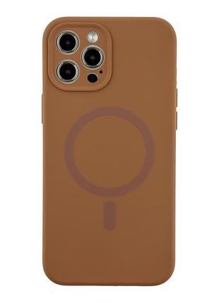 Чохол glow silicone case full camera with magsafe для iphone 12 pro new brown