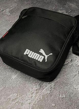 Сумка puma чорна, чоловіча барсетка, месенджер пума