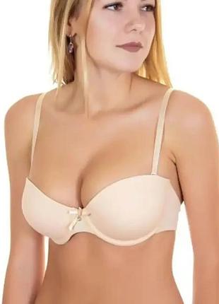 Гладкий бюстгальтер на подвійному push up чашка b/а venus рожевий 75b, білий