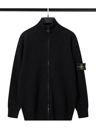 Кардиган stone island full zip колір чорний xxl