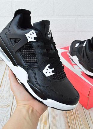 Nike air jordan 4 retro мужские кроссовки черные/белые 44 (29 см)