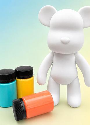 33см флюїдний ведмедик diy creative fluid bear з фарбами 3 шт / набір розмальовка для творчості ведмежа