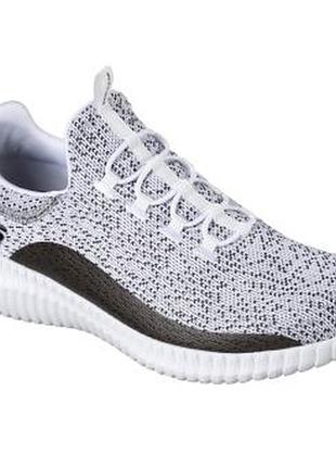 Кросівки чоловічі skechers плетений текстиль біло-чорні memory foam розмір 42