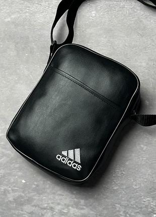Сумка через плечо черная adidas, мессенджер мужской, борсетка кожаная адидас