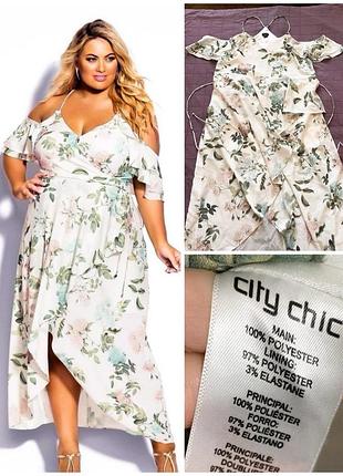 Платье из креп шифона city chic trendy plus size cold shoulder maxi dress, p. 24