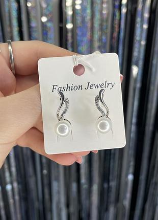 Сережки з мед сталі з перлинкою