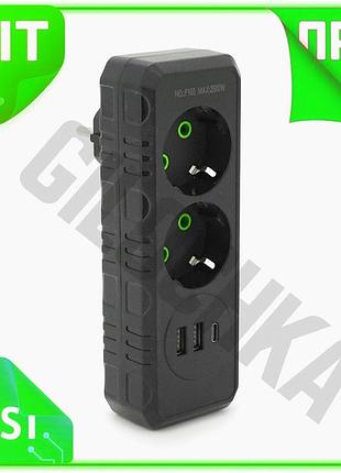 Ve розетка тройник с заземлением new version 2 розетки 3 usb порта для дома и офиса зарядное устройств n6w_ver