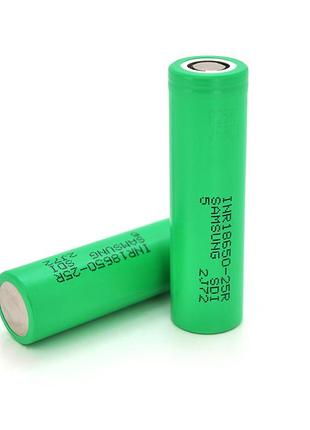 Акумулятор 18650 li-ion samsung 2500mah для ліхтарів та вейпів з високим струмом 20a 4.2v 2 шт ve-33