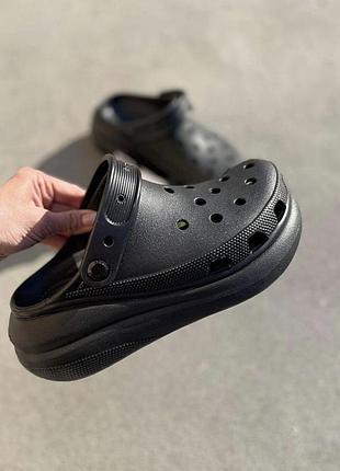 Жіночі крокси сабо crocs classic crush black чорні жіночі крокси сабо на платформі crocs classic crush black чорні
