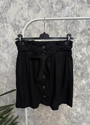 Спідниця жіноча h&m чорна льняна спідниця на ґудзиках 38