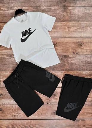 Комплект шорты + футболка nike, размеры s-xxl, черный, белый, зеленый