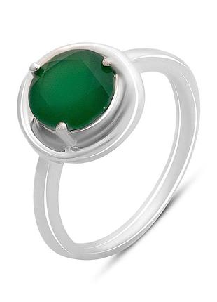 Срібне кільце proba з натуральним агатом 1.8ct, вага виробу 3,29 г (2171119) 17 розмір
