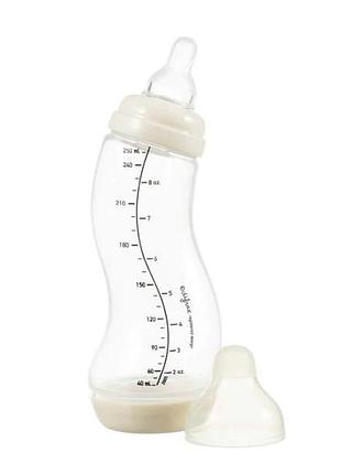 Антиколиковая бутылочка difrax s-bottle natural с силиконовой соской 250 мл молочный (706 popcorn)
