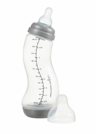 Антиколиковая бутылочка difrax variflow 1-2-3 natural с силиконовой соской 250 мл серый (712)
