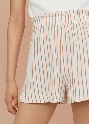 Полосатые шорты под лен paperbag папербаг h&amp;m