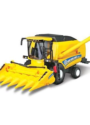 Модель bburago зерноуборочный комбайн new holland tc5.90 с кукурузной жаткой 1:32 (18-31722)