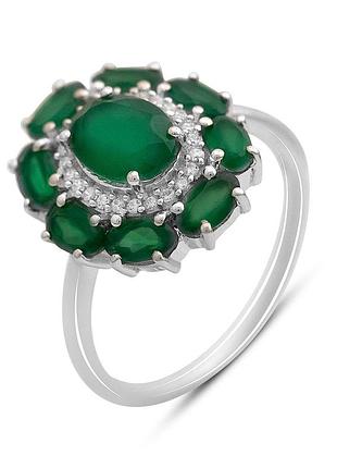 Срібне кільце proba з натуральним агатом 2.941ct, вага виробу 3,59 г (2170921) 17.5 розмір