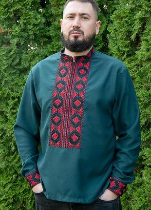 Стильная мужская вышиванка льняная с длинным рукавом, нарядные вышитые мужские рубашки из льна