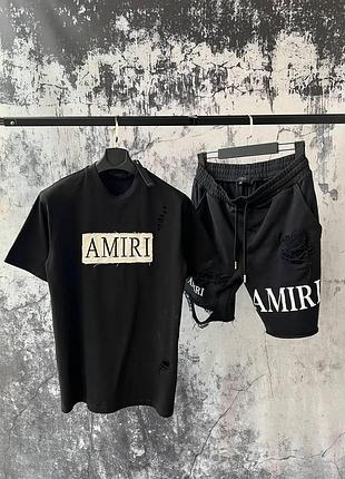 Комплект летний amiri шорты футболка чёрный