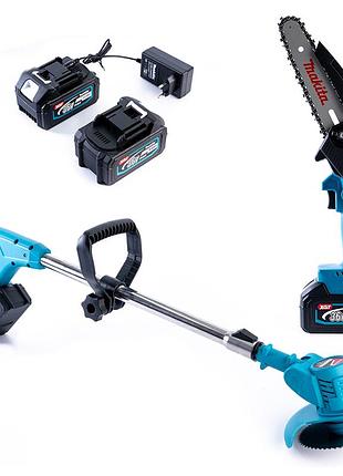 Аккумуляторный садовый набор makita 2в1 ( 36v 6ah) акб триммер ur150dwae + цепная мини-пыль duc155z макита