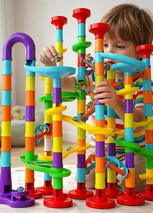 Конструктор-лабіринт 142 деталі, дитяча кулькова траса marble run