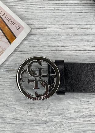 Брендовый ремень для девушки гесс пояс из кожи для женщины guess женский кожаный ремень черный №2