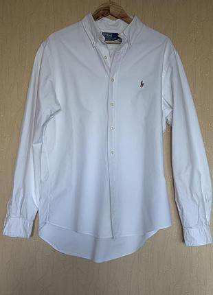 Чоловіча біла бавовняна сорочка polo by ralph lauren, розмір xl