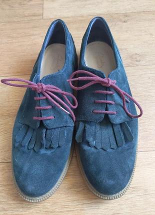 Туфлі лофери жіночі clarks замша сині смарагдові дербі 39 розмір устілка 25 см