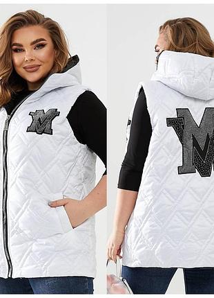 Жилетка женский батал( vira moda ) черный, мокко, хаки, голубой, белый, графит 48-50, 52-54, 56-58