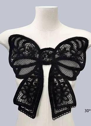 Мереживний бант 30х30 см, колір black, 1 шт