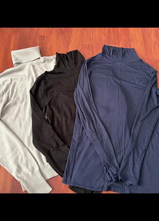Лот світерів кофт гольфів сірий zara s чорний h&m  s та мер синій mango s