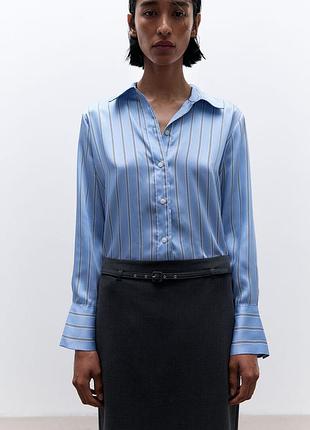 Блуза, сорочка h&m голуба в полоску, s/m