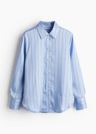 Блуза, сорочка h&m голуба в полоску, s/m 4