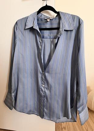 Блуза, сорочка h&m голуба в полоску, s/m 5