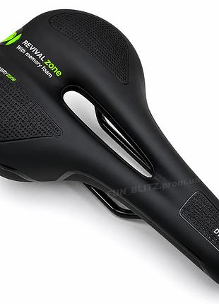 Велосипедное седло gel memory foam анатомическое с вентиляцией и светоотражающей вставкой черное